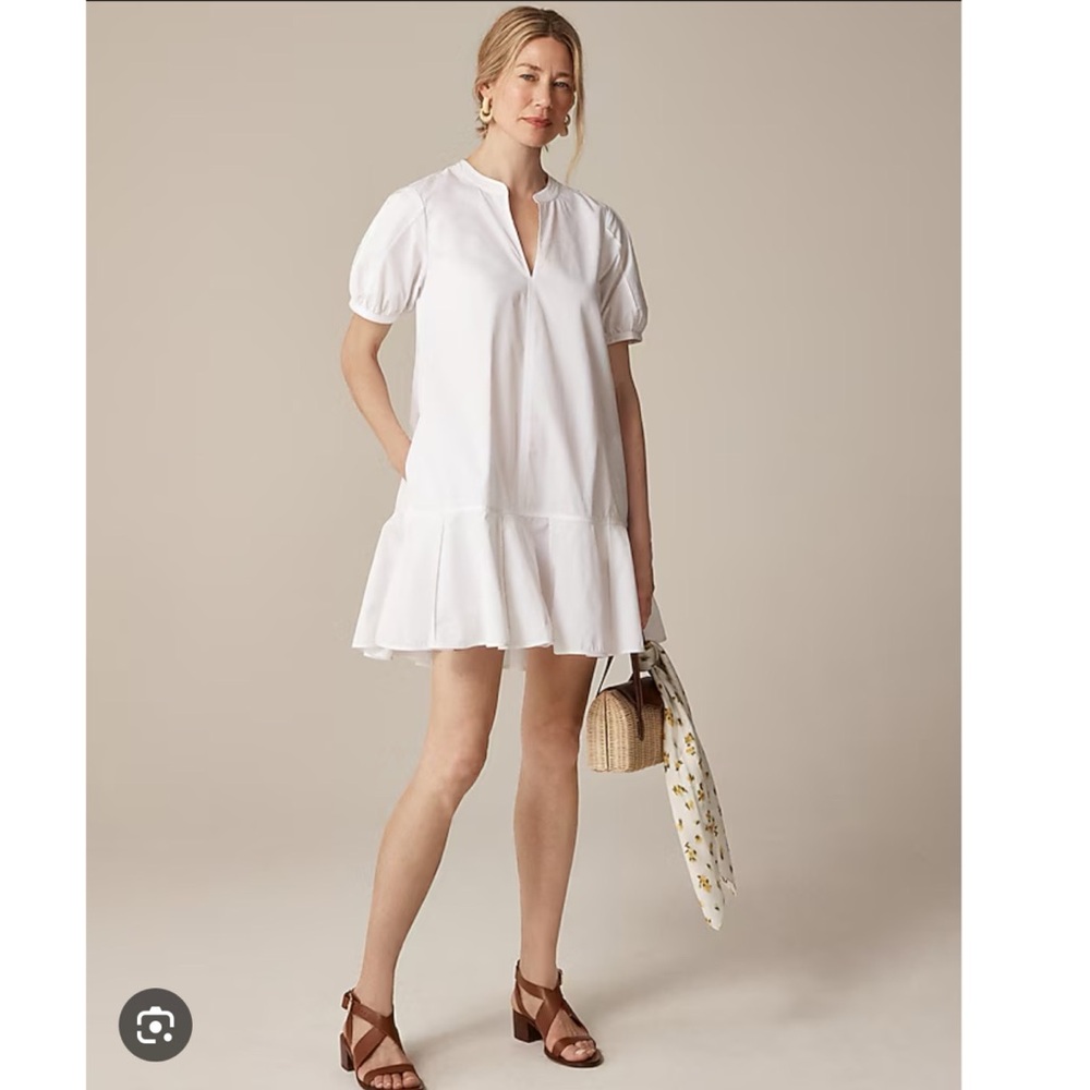 NWT J.Crew White Delilah Dress in Cotton Poplin M